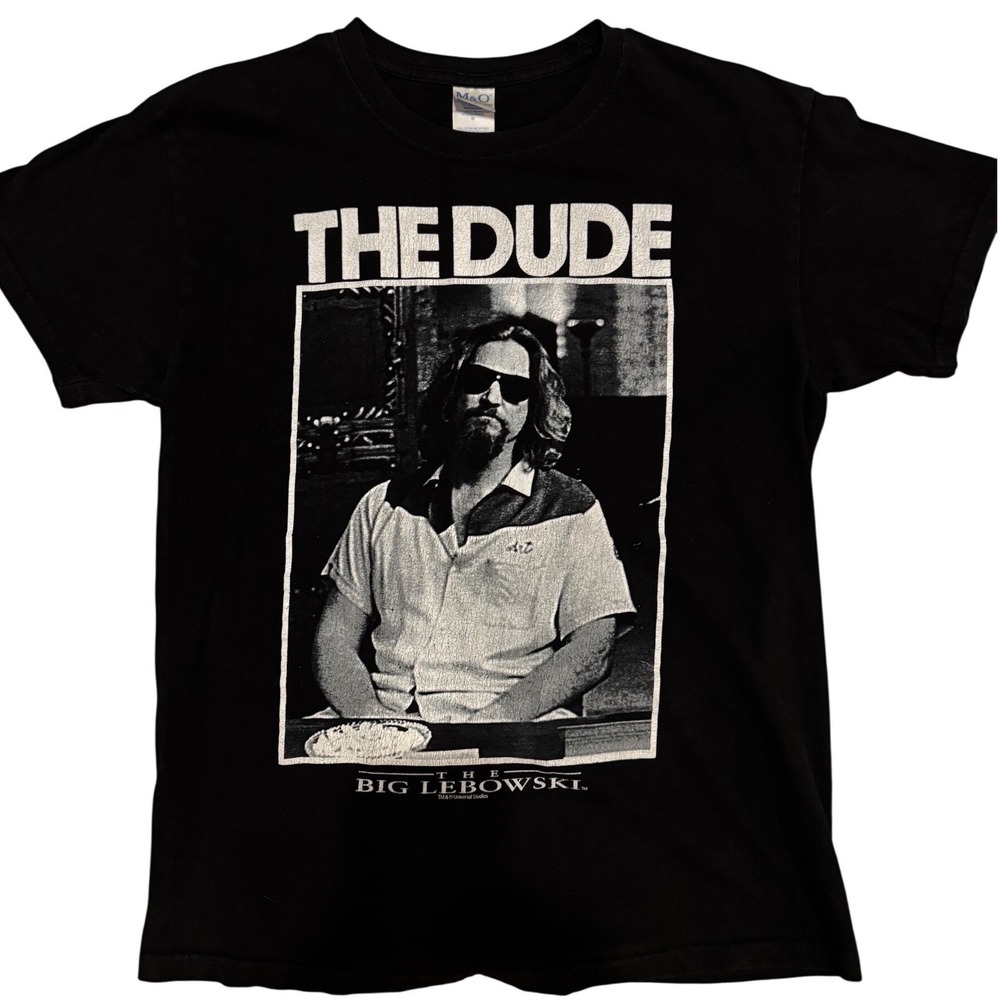 The Big Lebowski The Dude Graphic T-Shirt Mens Medium Black M&O Knits Movie Tee